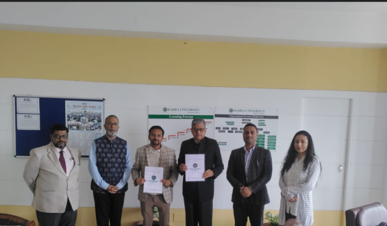 Memorandum of Understanding (MoU) signing ceremony was held between Bahra University, Himachal Pradesh, and Media Tech Temple, Rajasthan, as an initiative of the School of Management to strengthen Industry–Academia collaboration.