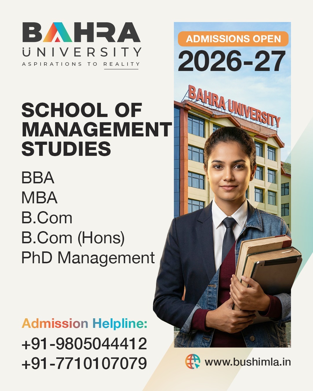 School of Management, Bahra University: Best BBA, MBA, BCom, Programs in Himachal Pradesh .