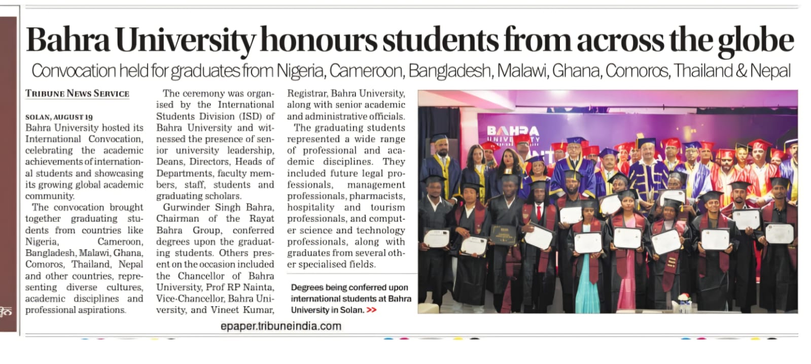 Bahra University honours students from across the globeConvocation held for graduates from Nigeria, Cameroon, Bangladesh, Malawi, Ghana, Comoros, Thailand & Nepal .