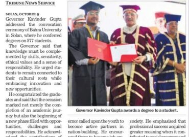 Guv confers degrees on 577 at Solan’s Bahra University .